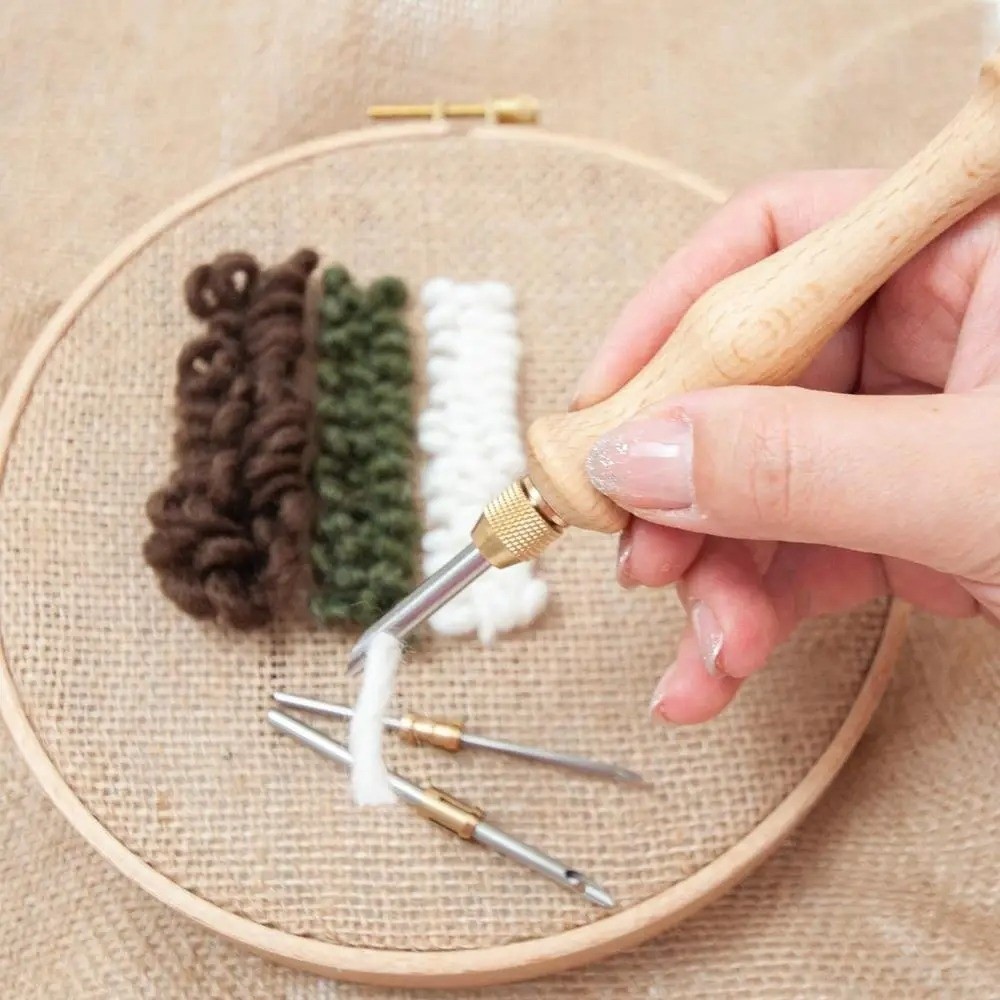 Punch Needle Kit - 2.5mm/3.5mm/5mm Punch Needle Set Wooden Handle