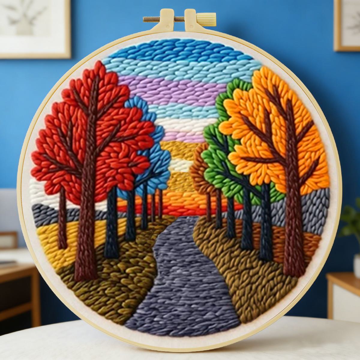 Punch Needle Kit - 20X20CM/7.87inch Scenery Punch Needle Embroidery Set