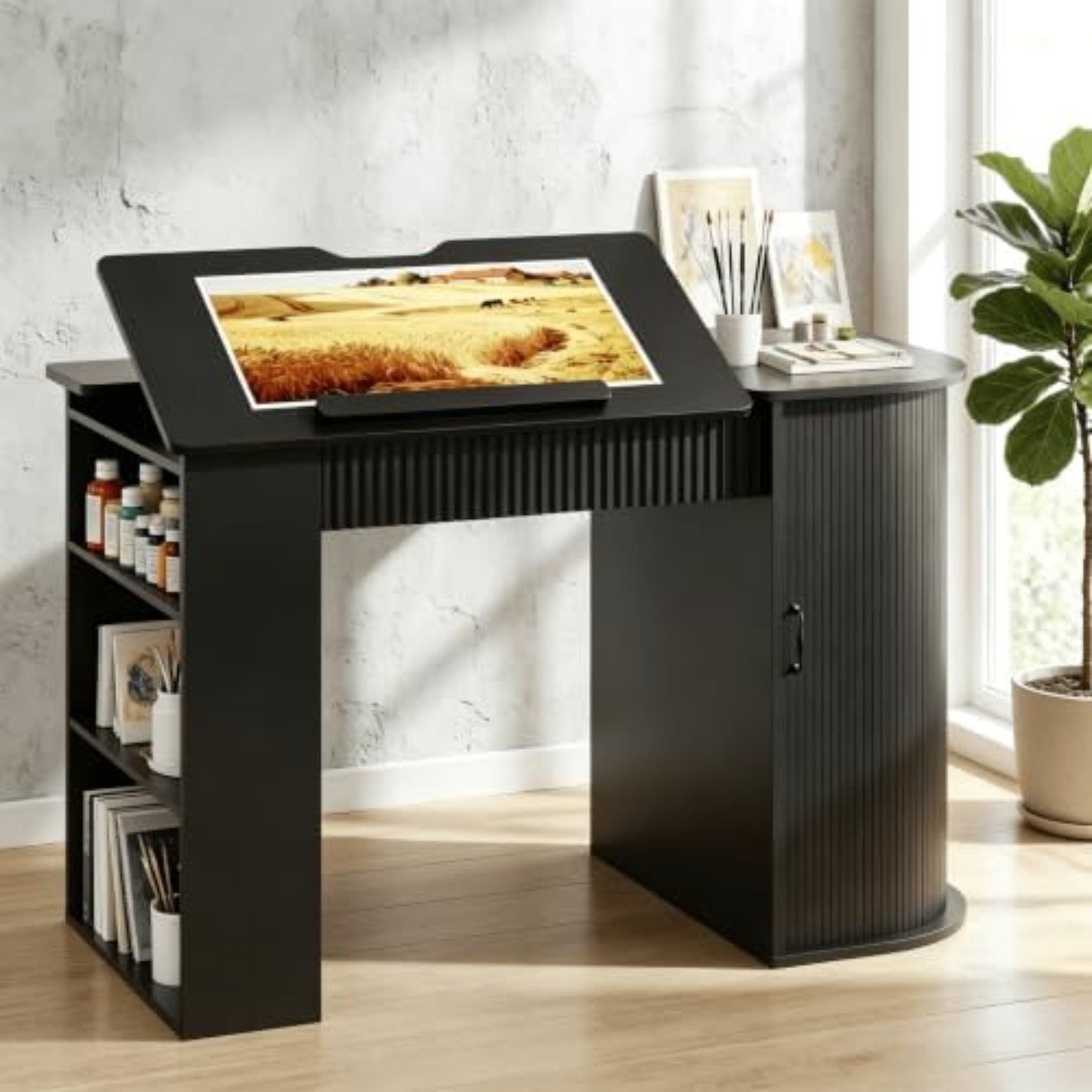 Art Craft Table - Drafting Table with Storage Cabinet &