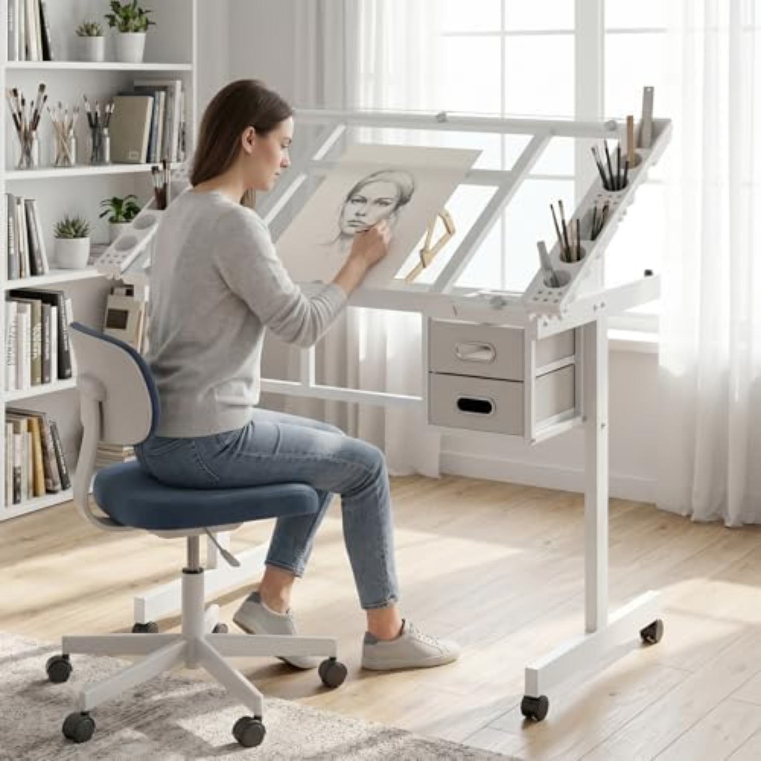 Art Craft Table - Rolling Drafting Table Desk, Painting Table