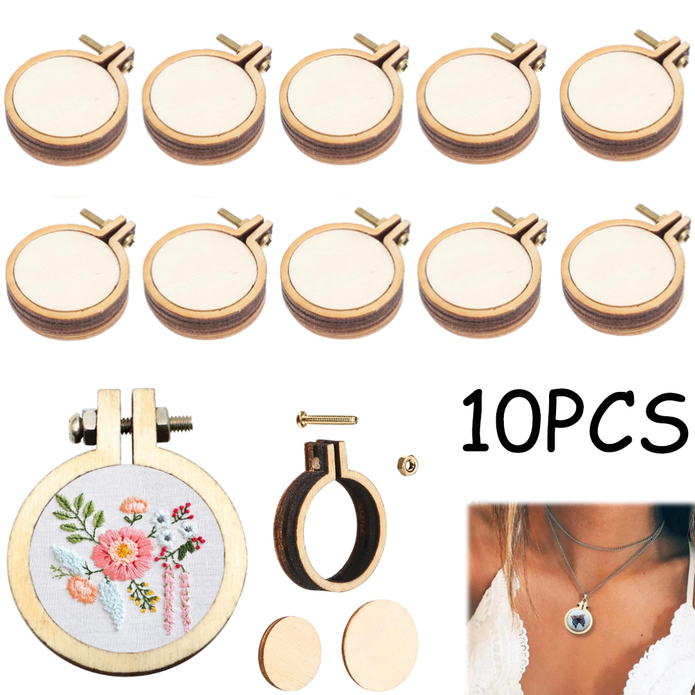 10Pcs/Set Wooden Mini Embroide - Embroidery Hoop Kit review and price