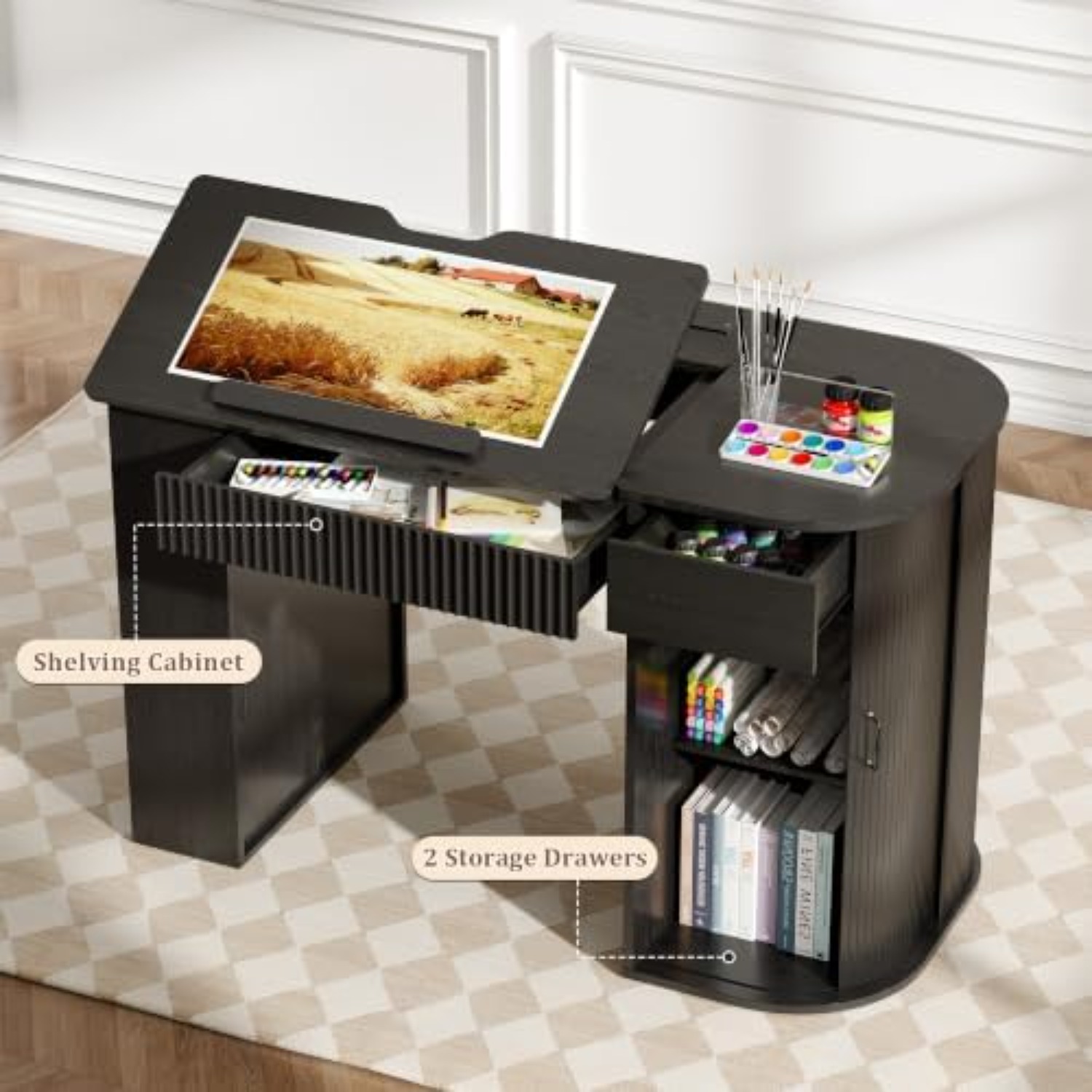 Drafting Table with Storage Ca - Art Craft Table review and price