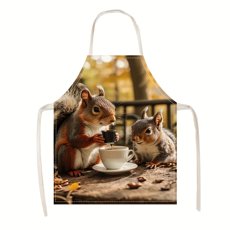Linen Apron Squirrel Coffee Sc - Art Craft Gift Ideas review and price