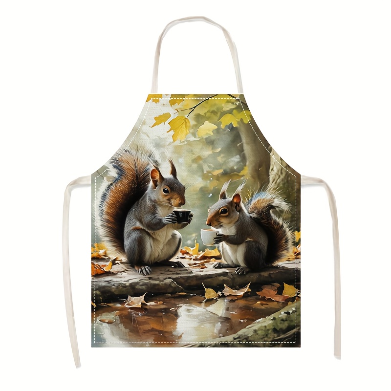 Linen Apron Squirrel Coffee Sc - Art Craft Gift Ideas review and price