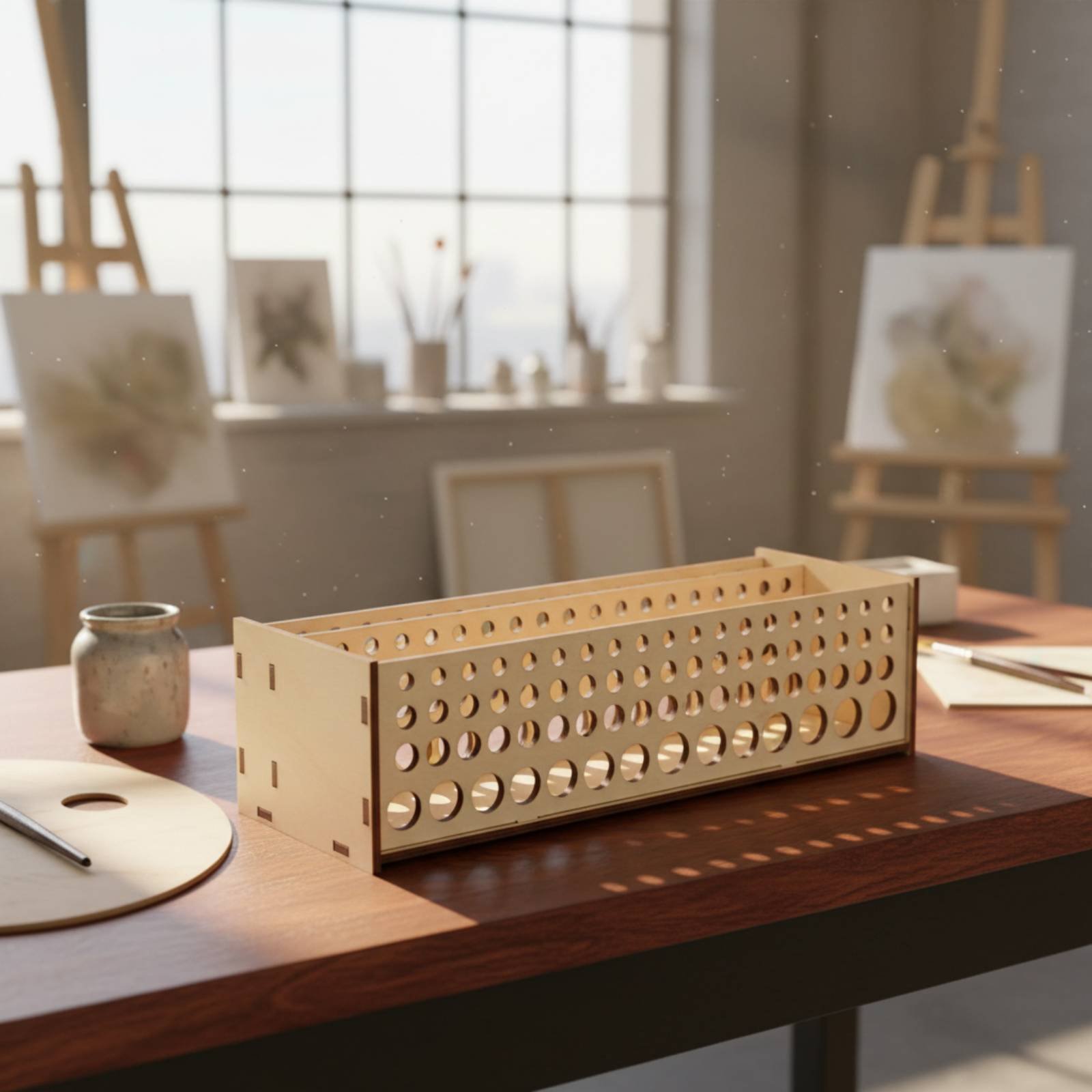 Paint Brush Rack 67 Holes Wood - Art Craft And Design review and price