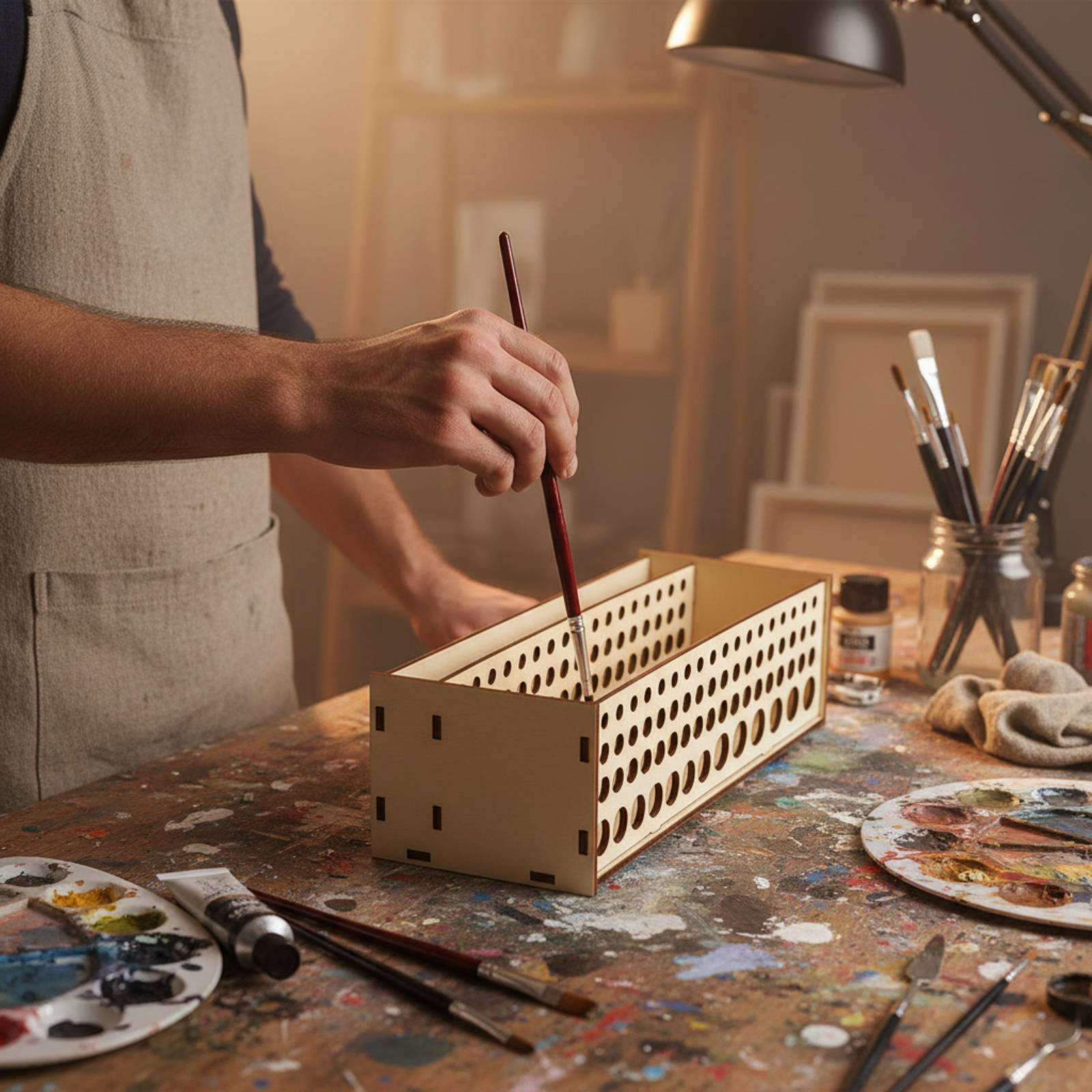 Paint Brush Rack 67 Holes Wood - Art Craft And Design review and price